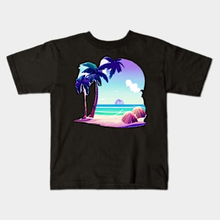 Summer lover, beach, palm trees. Kids T-Shirt